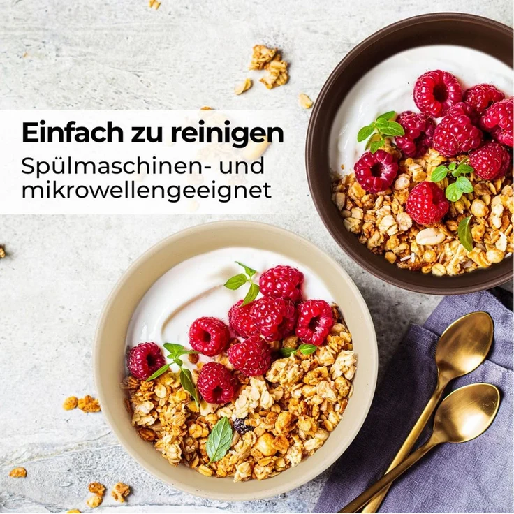 MiaMio Müslischale Aura Cozy Neutral, 820 ml, Keramik, (Set, 4-tlg), 820 ml, Ø 16 cm, 7 cm hoch – Bild 4