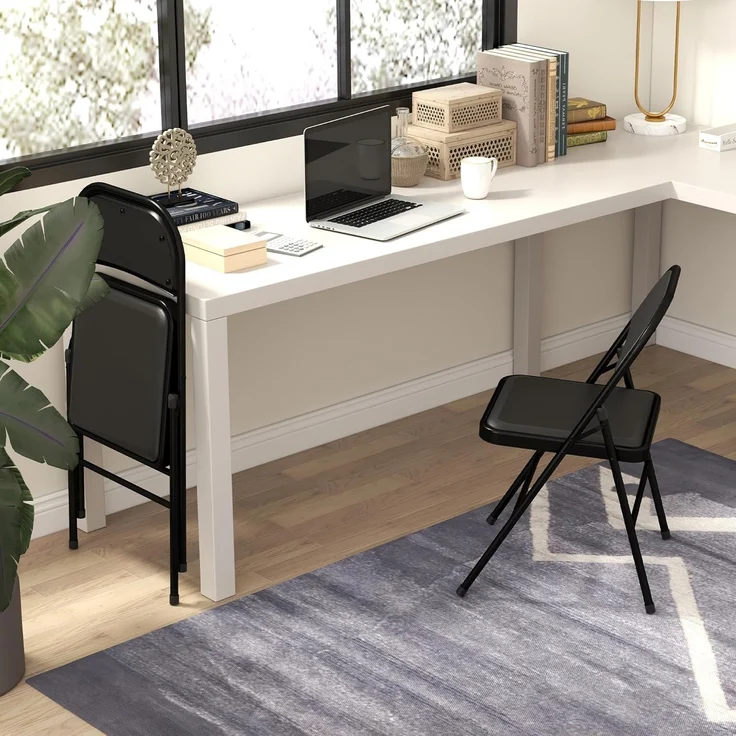 HOMCOM Klappstuhl gepolsterte klappbare Stühle, Indoor, mit Kissen (Gepolsterte klappbare Stühl, 1 St), für Büro, Rezeption, Wartezimmer, Party, Schwarz – Bild 7