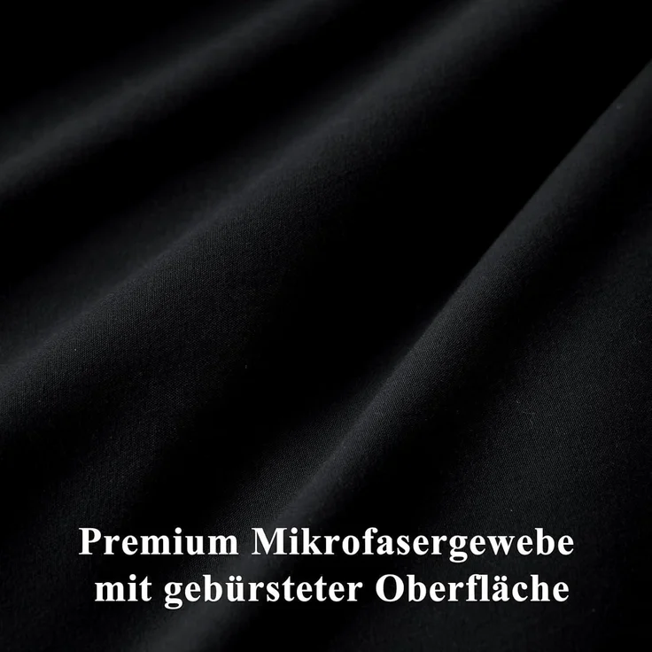 Bettwäsche Set 220x240 Schwarz Mikrofaser Reißverschluss 3tlg weich 2x80x80 – Bild 6