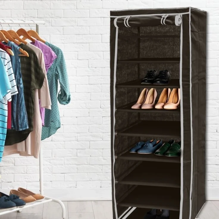 Schuhschrank Stoffbezug 9 Ablagen – Bild 5