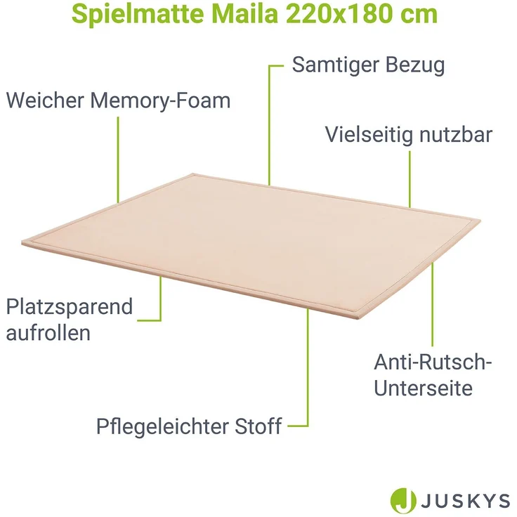Juskys Krabbelmatte, Polyester beige, 220 x 180 cm – Bild 3