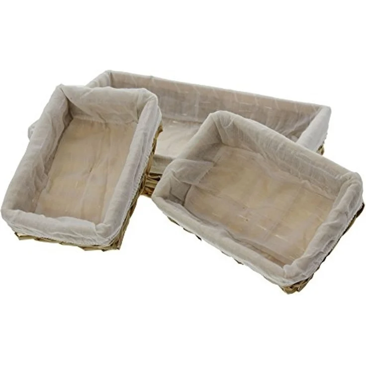 Eckiges Korbset, 3tlg. Aufbewahrungskorb Korb Brotkorb Pilzkorb Küche – Bild 2