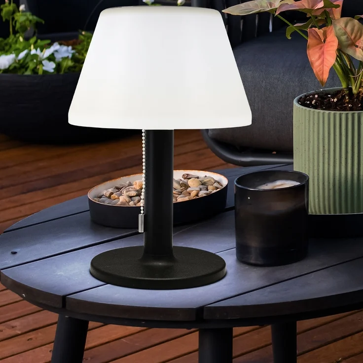 Kynast Solar LED Tischlampe warmweiß schwarz 2-Lichtstufen Außenbereich – Bild 2