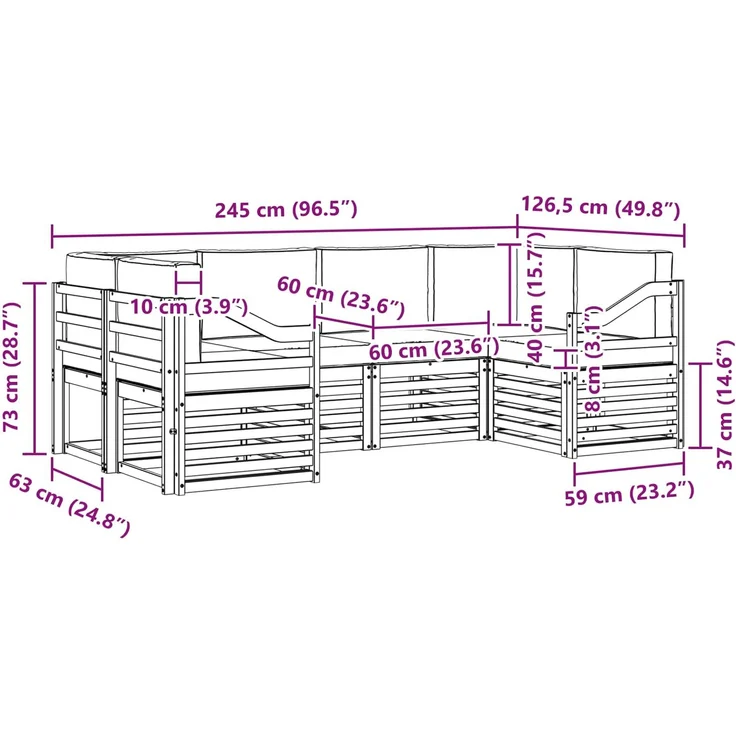 vidaXL Outdoor-Sofagarnitur 6 stk. 6-Sitzer Natur und Anthrazit 3375387 – Bild 9
