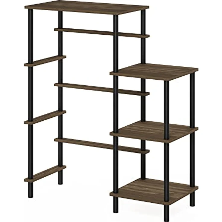 Furinno Turn-N-Tube Werkzeugloses Küchenregal hoch, Columbia Walnuss/Schwarz – Bild 5