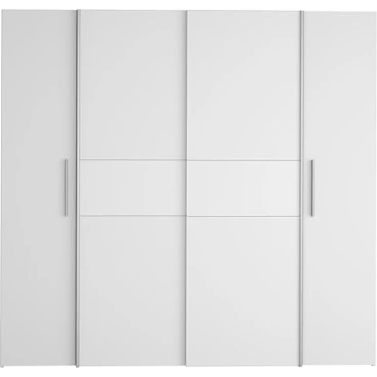 Forte KALIXTUS Kleiderschrank 200, moderner Dreh-/Schwebetürenschrank, 4-türig, Einlegeböden, Kleiderstangen, Holzwerkstoff, Weiß, 200,1 cm breit x 190,5 cm hoch x 61,2 cm tief – Bild 5