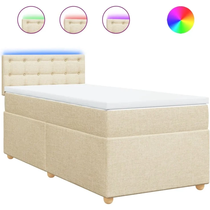 vidaXL Boxspringbett mit Matratze Creme 90x190 cm Stoff 3288854 – Bild 2