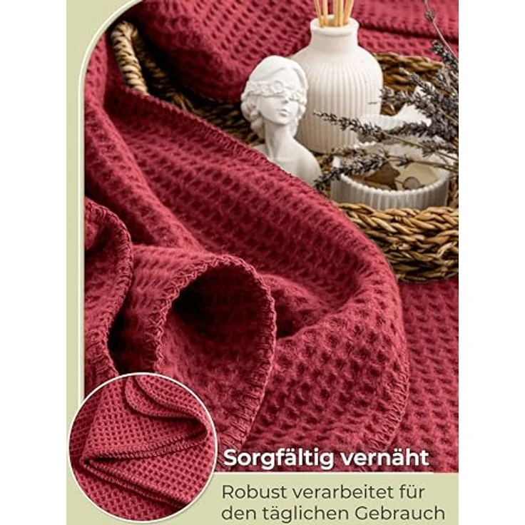 Wohndecke Wohndecke Waffelpique aus Baumwolle - Kuscheldecke, Baumwolldecke -, Laynenburg, Decke als Sofa-decke, Couchdecke, Wolldecke aus Baumwollmix – Bild 7