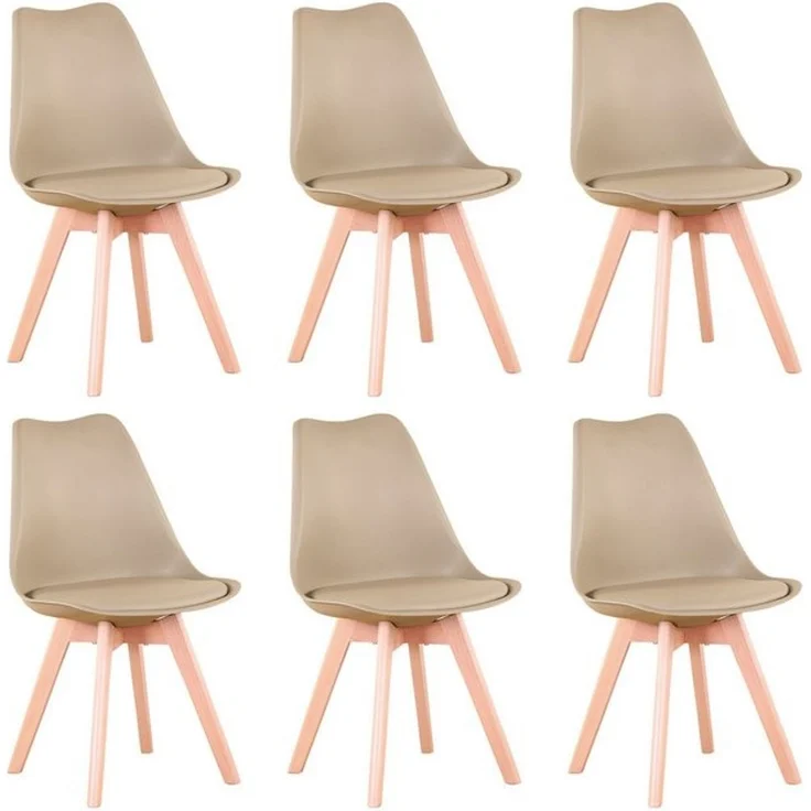 GrandCA HOME Esszimmerstuhl 4er/6er Set Esszimmerstuhl, Moderner Gepolsterter Küchenstuhl (6 St), mit Beine aus Buchenholz, kaki – Bild 4