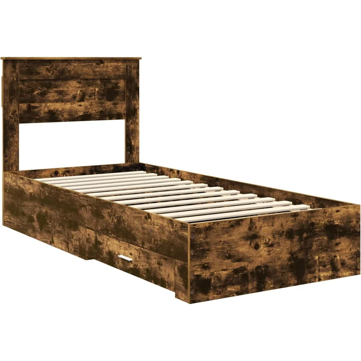 vidaXL Bettrahmen Geräucherte Eiche 90 x 200 cm Holzwerkstoff 3410039 – Bild 3