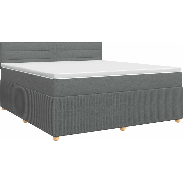 vidaXL Boxspringbett mit Matratze Dunkelgrau 140 x 200 cm Stoff 3451476 – Bild 2