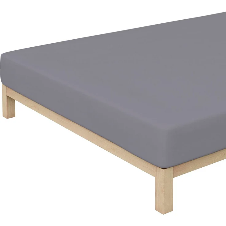 Schlafgut Spannbettlaken Premium, Gummizug: rundum, (1 Stück), Mako-Zwirn-Jersey, Grey Mid, S 90x190 cm - 100x220 cm – Bild 2