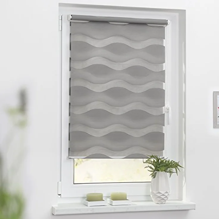 Lichtblick Sonnenschutzsysteme GmbH Doppelrollo Stockholm 90 cm x 150 cm (BxL) Grau Duo Rollo in extravagantem Stil; Klemm- und schraubbar; Lichtdurchlässig und blickdicht – Bild 6