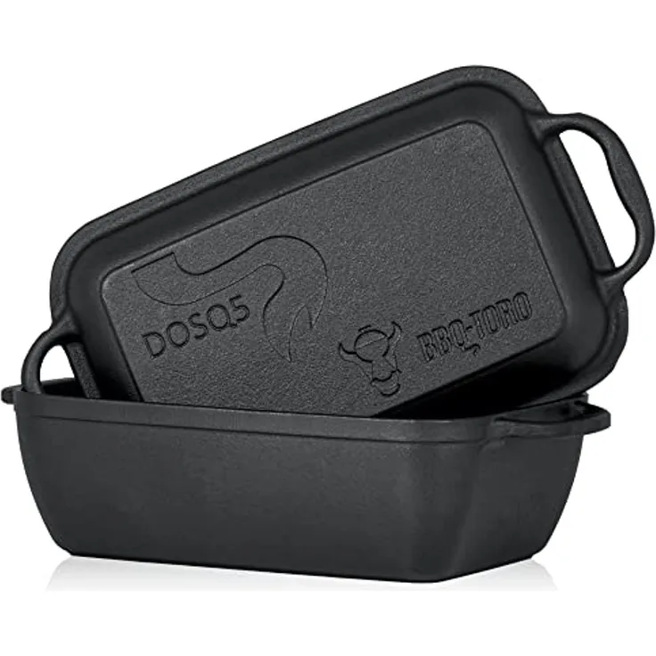 BBQ-Toro Bräter Gusseiserner Bräter mit Deckel 4,5 L, 2in1 Pfanne und Schmortopf, Gusseisen