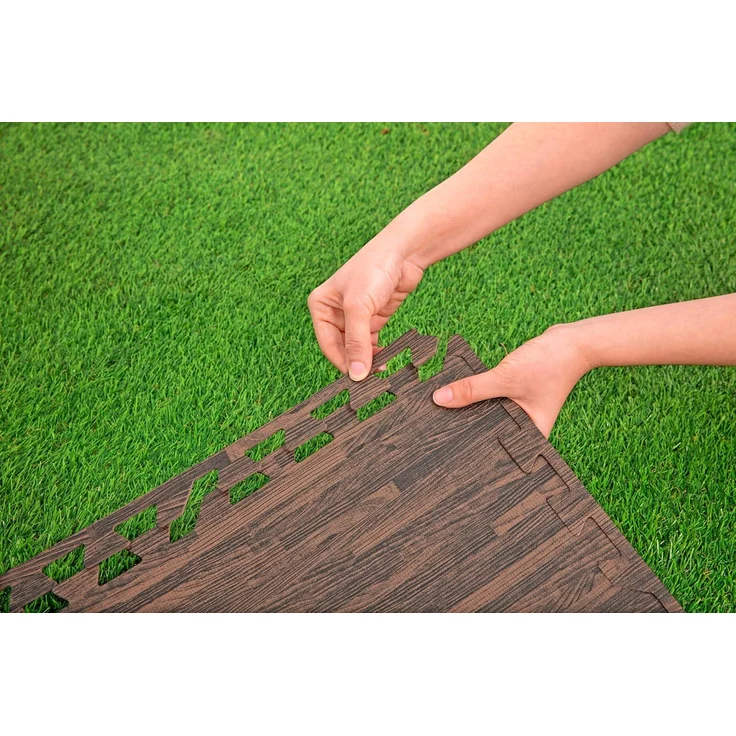 Pool-Bodenschutzfliesen Set 12 Stück á 50 x 50 cm, Holz-Optik (Palisander) – Bild 10