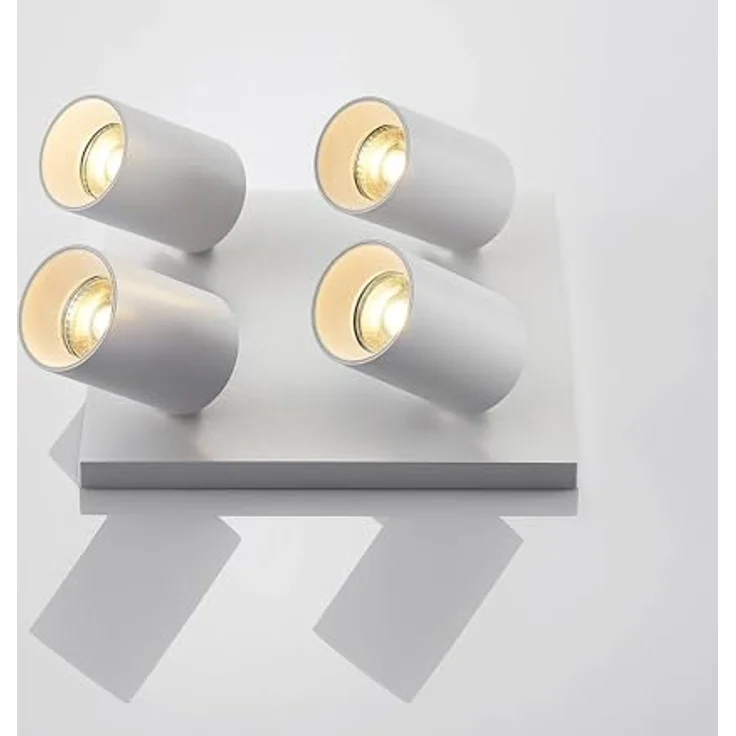 Arcchio Deckenlampe quadratisch, 4-fach Deckenstrahler drehbar 350° und schwenkbar 90°, Aluminium weiß, ohne Leuchtmittel – Bild 5