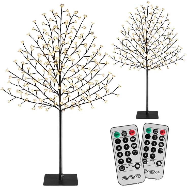 MONZANA® Kirschblütenbaum 2er Set 180 cm 200 LED Warmweiß – Bild 2