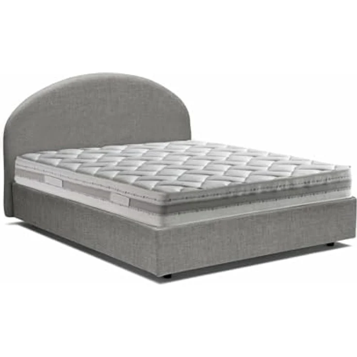 Talamo Italia - Doppelbett Connie, Bettkasten mit Stoffbezug, 100 % Made in Italy, Öffnung vorne, inklusive Matratze 120 x 190 cm, grau – Bild 3