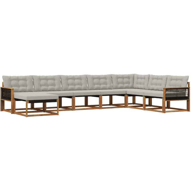 vidaXL Outdoor-Sofagarnitur mit Kissen 8 pcs Natürlich und Hellgrau 3381615 – Bild 2