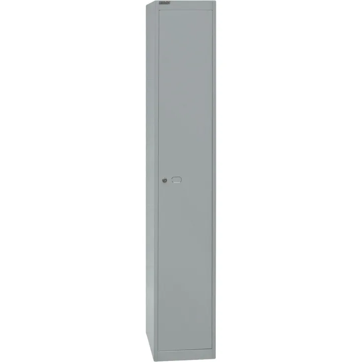 Bisley Garderobenschrank Office mit Schloss aus Stahlblech, 1 Fach mit Hutboden & Kleiderstange - Kleiderspind abschließbar, Spind Tiefe: 45,7 cm - Farbe: silber, CLK181-355