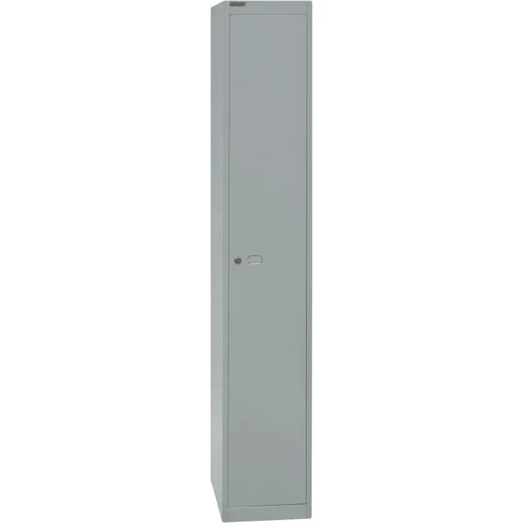 Bisley Garderobenschrank Office mit Schloss aus Stahlblech, 1 Fach mit Hutboden & Kleiderstange - Kleiderspind abschließbar, Spind Tiefe: 45,7 cm - Farbe: silber, CLK181-355