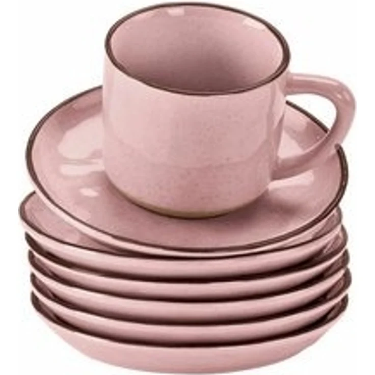 Mirabeau Geschirr-Set Tasse mit Untertasse 6er Set Biarré rosa, Steinzeug – Bild 6
