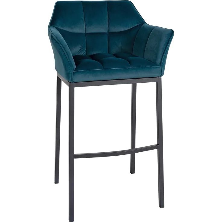 Barhocker GIBEL - Samt Grün 64x48x110 cm Schwarz | Barstuhl Mit Lehne Tresenhocker Tresenstuhl Kneipenhocker Kneipenstuhl