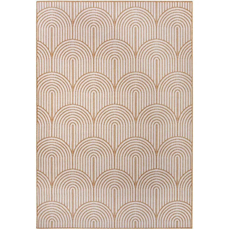 Hanse Home Pangli Outdoor Teppich Wetterfest – Wendeteppich Skandinavischer Boho Style Wasserfest Einfarbig Geometrisch 3D-Effekt für Garten, Balkon, Terrasse, Wohnzimmer – Ocker, 120x170 cm – Bild 5