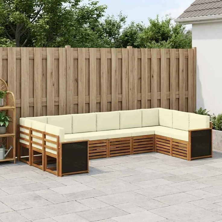 vidaXL Outdoor-Sofagarnitur 10 stk. 10-Sitzer Natur und Creme 3384881 – Bild 1