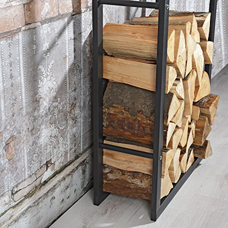 Melko Kaminholzregal Holzregal Kaminholzablage Kaminholzständer Anti-Kipp-Beschlag, BxTxH:60 x 25 x 100 cm, (Stück), Pulverbeschichtet – Bild 4