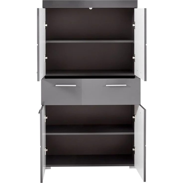 Trendteam 'Amanda' Midischrank, Holz, 132 x 31 x 73 cm, Grau Hochglanz – Bild 2