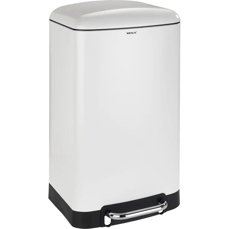 Abfallkorb mit einziehbarer Kartusche und Deckelöffnungspedal, eleganter Müllbehälter - 30 l, WENKO