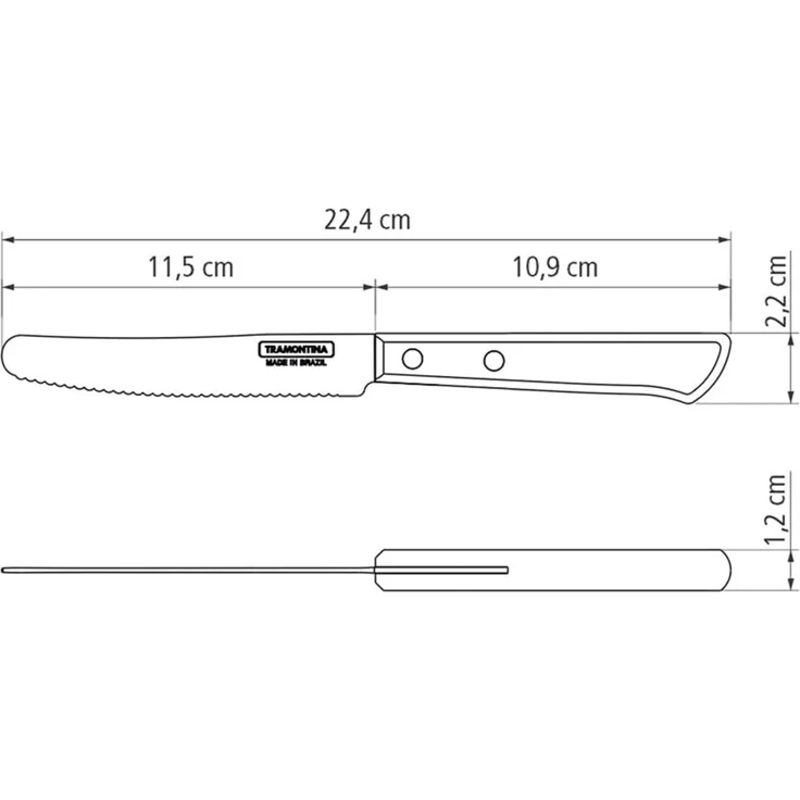 Tramontina Frühstücksmesser 11,5 cm Edelstahl mit Holzgriff – Bild 6