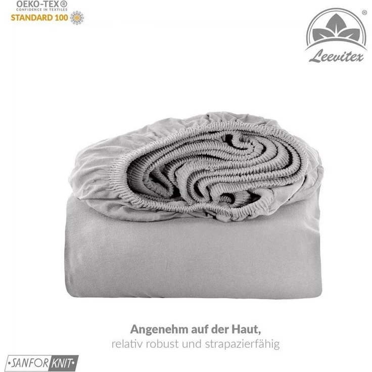 leevitex® Spannbettlaken für Topper – weich, anschmiegsam, pflegeleicht & ideal zum Wohlfühlen, Gummizug: Rundum-Gummizug, 100 % Baumwolle, Oeko-Tex, 18 cm Steghöhe – Bild 3
