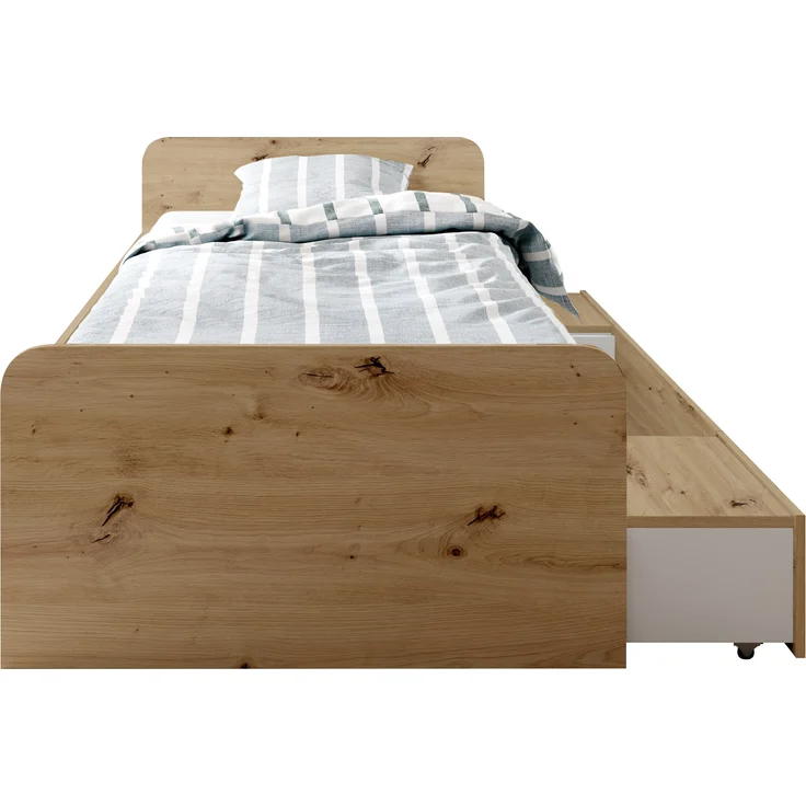 Bradford Modernes Einzelbett mit 3X Schubkästen 90 x 200 cm - Praktisches Jugendzimmer Kojenbett in Artisan Eiche - 95 x 66 x 204 cm (B/H/T) – Bild 4