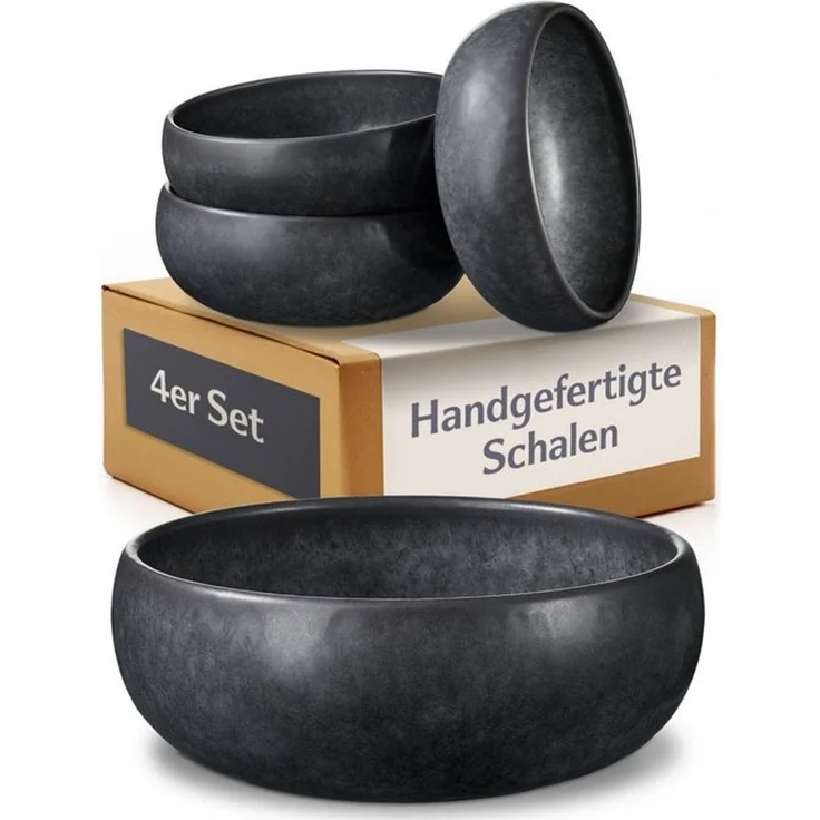 Cosumy Schüssel "Cosumy, Lune, Tiefe Teller Set 4 St. Ø16 cm", Steingut, (4er Set, 4-tlg), Reaktive Glasur, Handgefertigt, Jedes Stück ein Unikat – Bild 4