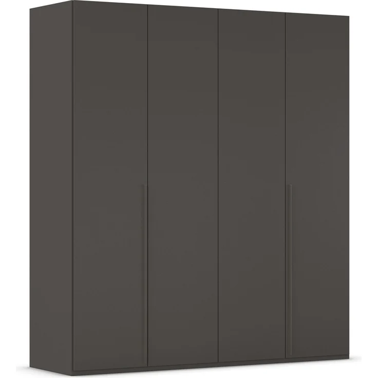 rauch Montclar Kleiderschrank 4-türig, mit 7 Einlegeböden, 2 Kleiderstangen, 1 Schubkasteneinsatz, 1 Inneneinteilung, 1 Innenspiegel, Farbe Graphit, BxHxT 201x223x60 cm – Bild 4