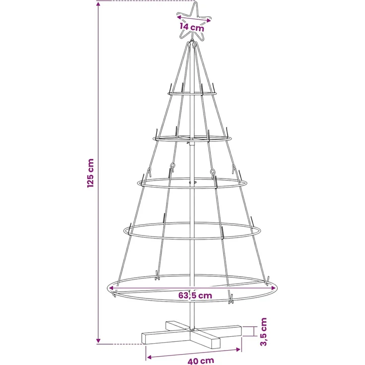 vidaXL Metall-Weihnachtsbaum mit Ständer KUOPIO 125 cm Stahl Schwarz 42019159 – Bild 9