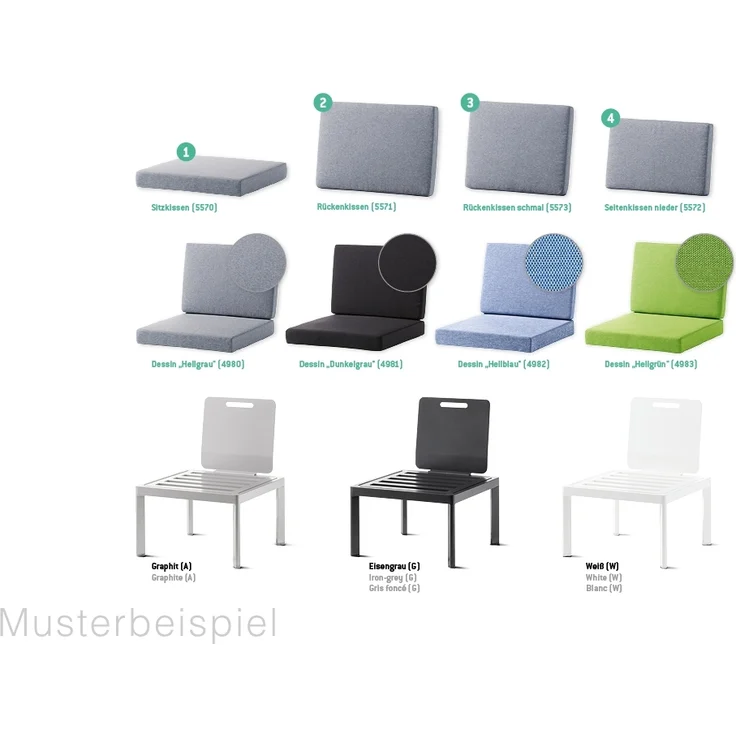 Sieger Lugo Lounge Basis - inkl. 1x Rücken- / Seitenelement + 1x Verbindungselement Einzelteil des Loungesets Lugo, Aluminium Eisengrau, 60 x 36 x 60 – Bild 4