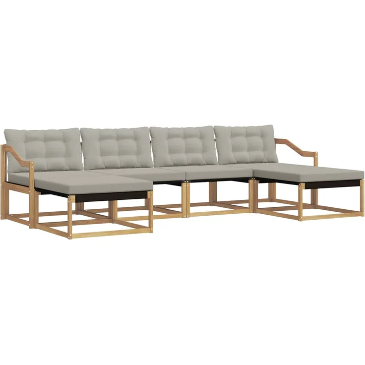 vidaXL Outdoor-Sofagarnitur 6 stk. 6-Sitzer Weiß und Hellgrau 3388957 – Bild 2