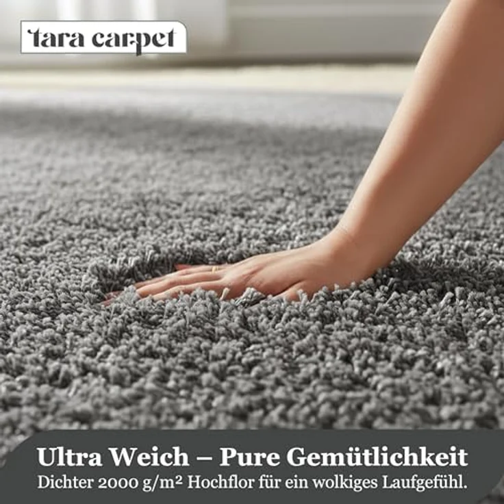Taracarpet Shaggy Teppich Wohnzimmer Venezia Hochflor Langflor Teppiche modern Anthrazit 140x200 cm – Bild 3