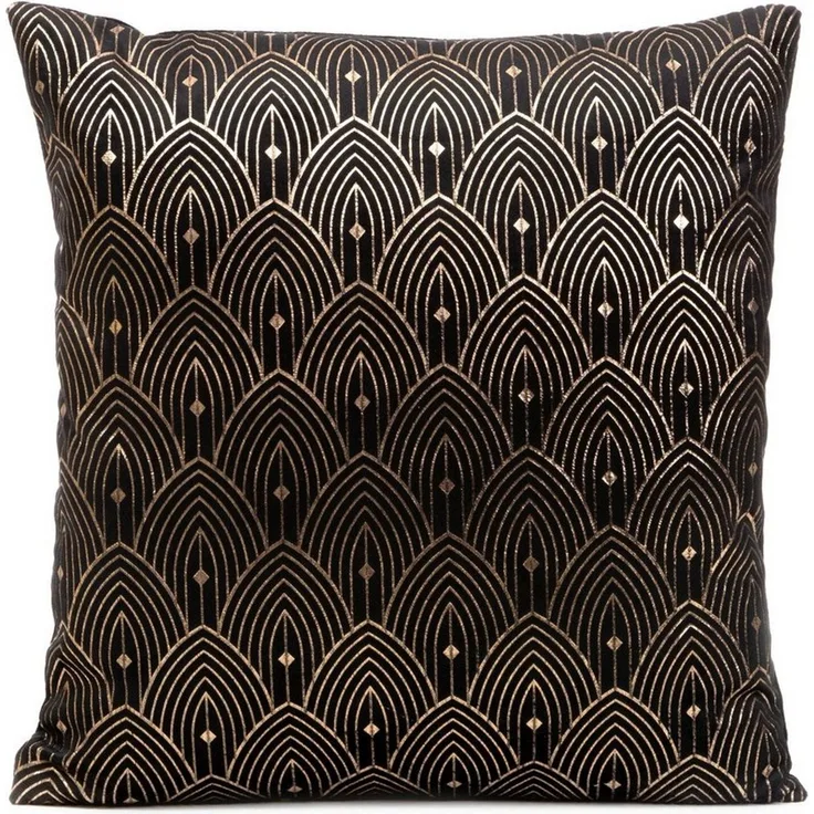 Design91 Kissenbezug AGNES, Glamouröse Kissenbezüge, elegante Sofakissen, goldenes Muster
