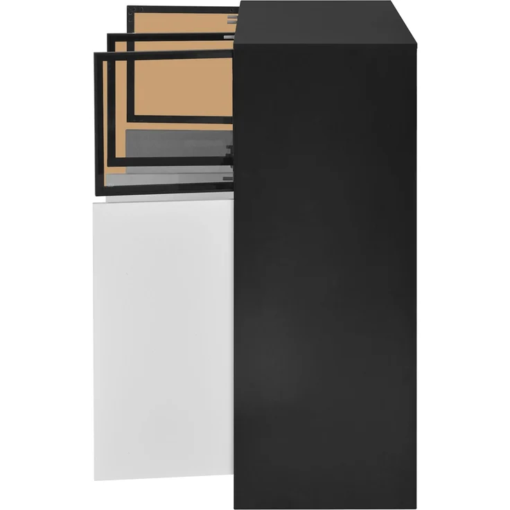 DESVIAE Sideboard mit LED-Beleuchtung und 6 Türen 100x105x40 cm Spanplatte Glas Schwarz Weiß – Bild 9