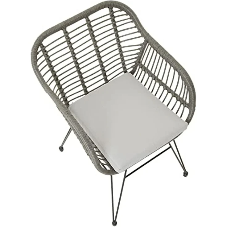 IDIMEX Gartenstuhl PARAMO (2 St), Gartenstuhl 2er Set Metallgestell und Polyrattan Geflecht grau mit Kis – Bild 4