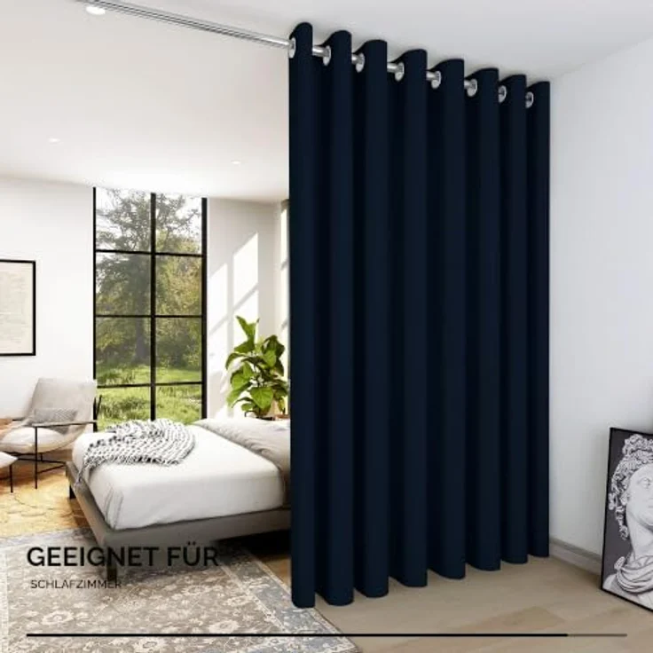 Deconovo Verdunkelnde Gardinen mit Ösen Blickdicht Türvorhang Dunkelblau | 1 Stück, H242 x B254 cm, Hitzeschutz Gardine, Blackout Curtain, Sichtschutz, Thermovorhang für Schlafzimmer und Wohnzimmer – Bild 4