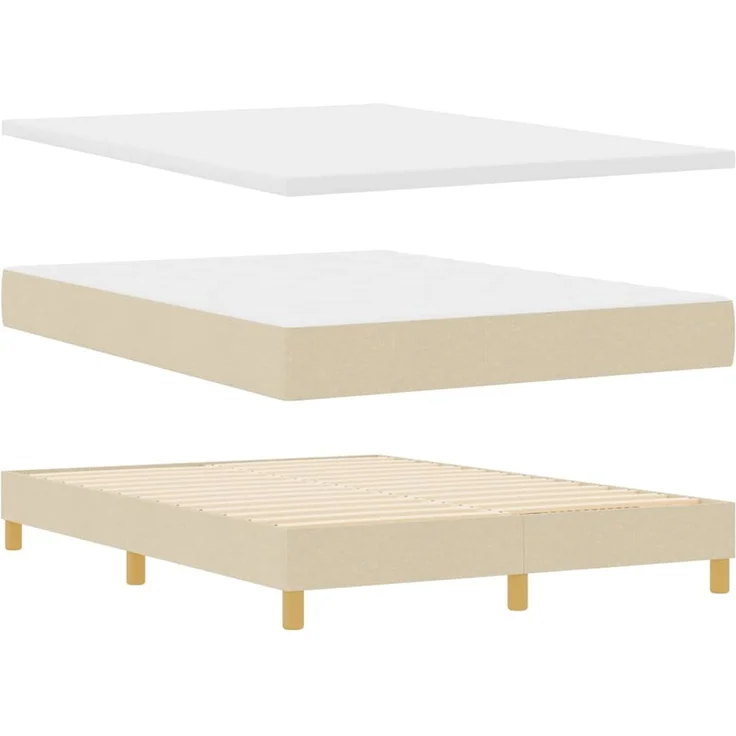 vidaXL Boxspringbett mit Kissen mit Kopfteil Creme 140 x 200 cm Stoff 3338928 – Bild 5