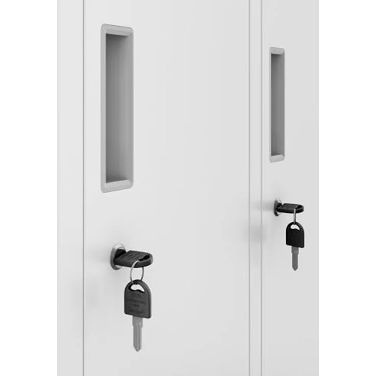 Jan Nowak Spind Metall Schliessfachschrank 4 Fächer Metallschrank abschliessbar 172 x 56 x 45 cm Sozialschrank mit Belueftung Kleiderstange Personalspind – Bild 6