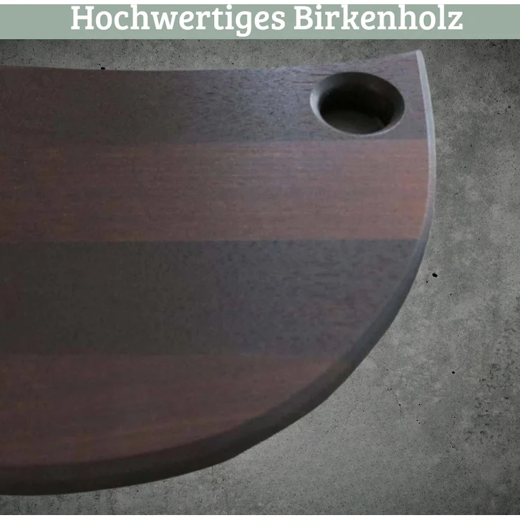 DELUKE® Schneidebrett Holz groß OLLI [MIT GRIFF] - 39x18cm Birkenholz Brett | Holzbrett Küchenbrett Servierbrett – Bild 4