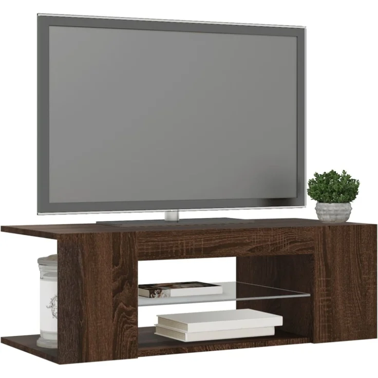 vidaXL TV-Schrank mit LED-Leuchten Braun Eichen-Optik 90x39x30 cm 822667 – Bild 4