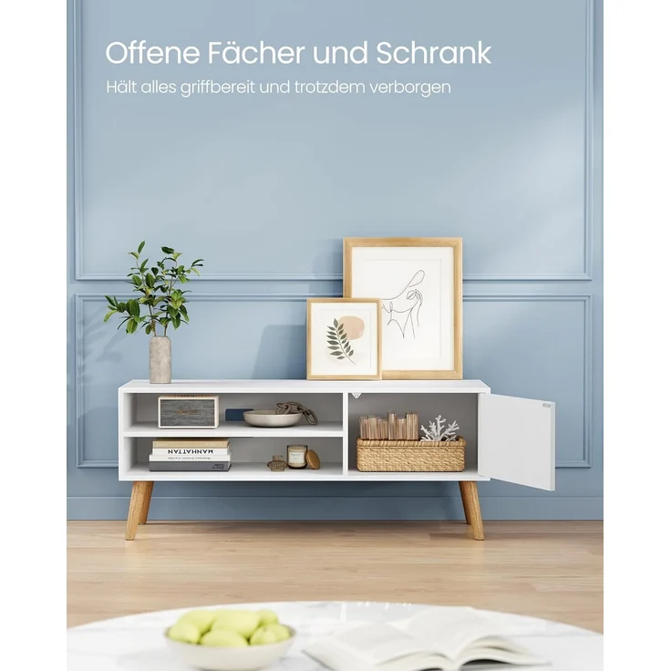 Vasagle TV-Schrank für Fernseher bis zu 55 Zoll, Holz weiß, 120 x 40 x 49 (BxTxH) cm – Bild 5